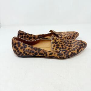 Veronica Beard Leopard Print Calf Hair Loafers Slip On Flats Size 41